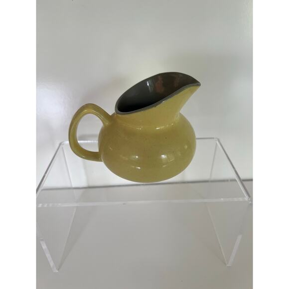 Vintage Mid-century Harkerware Creamer Pot USA Golden Dawn Yellow and Blue JL - Picture 1 of 9